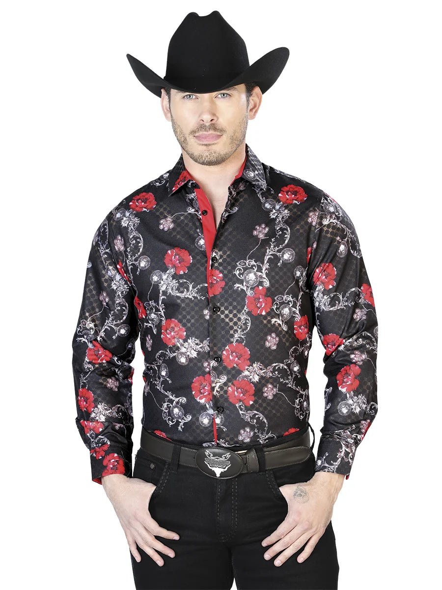 Black Casual Long Sleeve Shirt 43809 - OriginalWestern.com