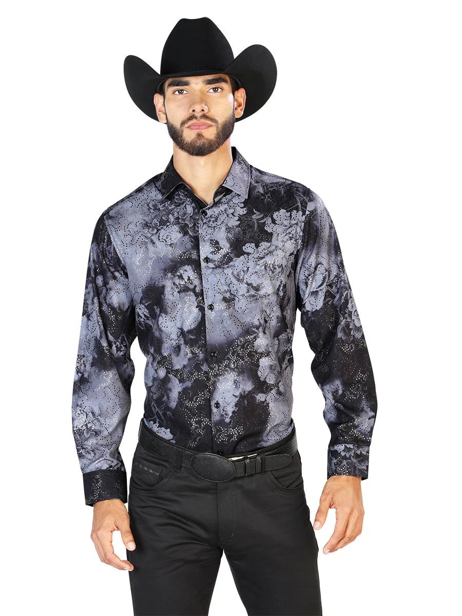 Black Casual Long Sleeve Shirt 43849 - OriginalWestern.com