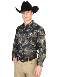 Black Multicolor Casual Long Sleeve Shirt 43800 - OriginalWestern.com