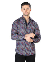 Black Multicolor Long Sleeve Shirt 44044 - OriginalWestern.com