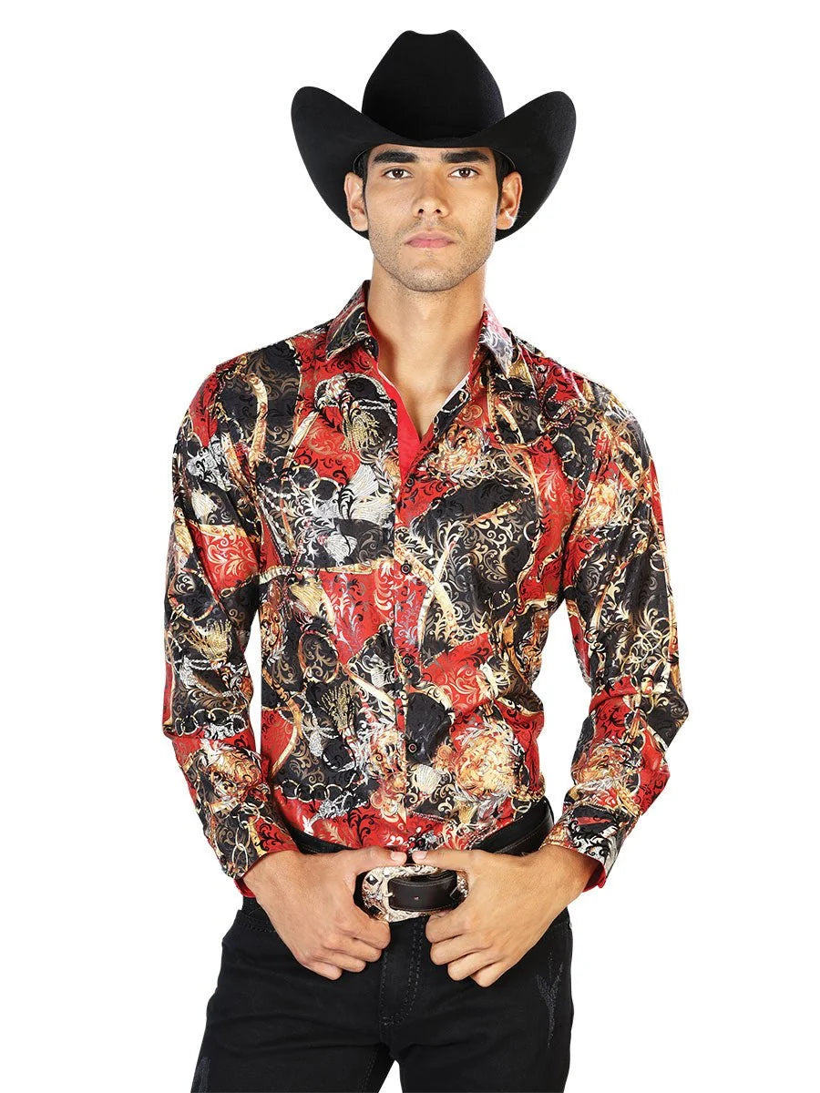 El General - Black Red Casual Long Sleeve Shirt 43569