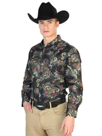 El General - Casual Long Sleeve Shirt - Black Multicolor 43800