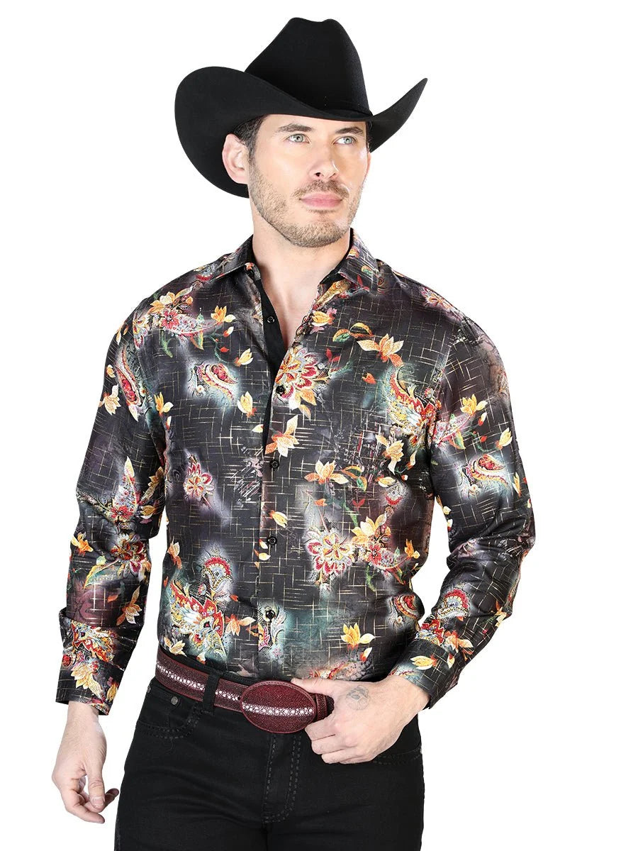 El General - Casual Long Sleeve Shirt - Black/Multicolor 43813