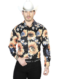 Black/Sunflower Casual Long Sleeve Shirt 43671 - OriginalWestern.com