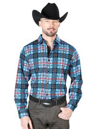 El General - Blue And Checkers Casual Long Sleeve Shirt 43690