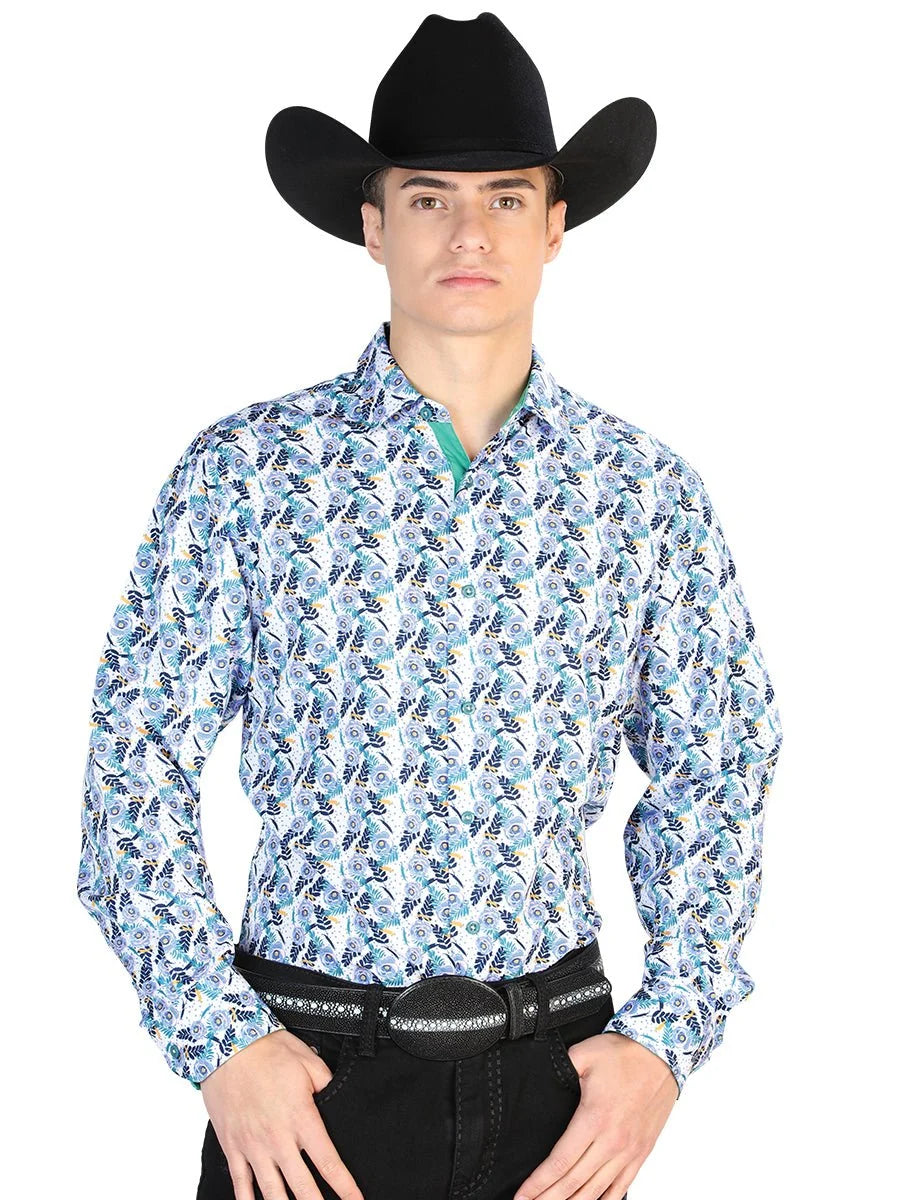 El General - Casual Long Sleeve Shirt -Blue And White126274