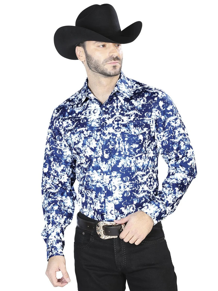 El General- Blue And White Casual Long Sleeve Shirt 44091