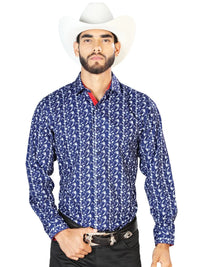 Blue Casual Long Sleeve Shirt 126261 - OriginalWestern.com