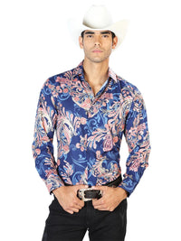 Blue Casual Long Sleeve Shirt 43579 - OriginalWestern.com