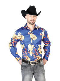 Blue Casual Long Sleeve Shirt 43676 - OriginalWestern.com