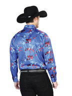 Blue Casual Long Sleeve Shirt 43942 - OriginalWestern.com