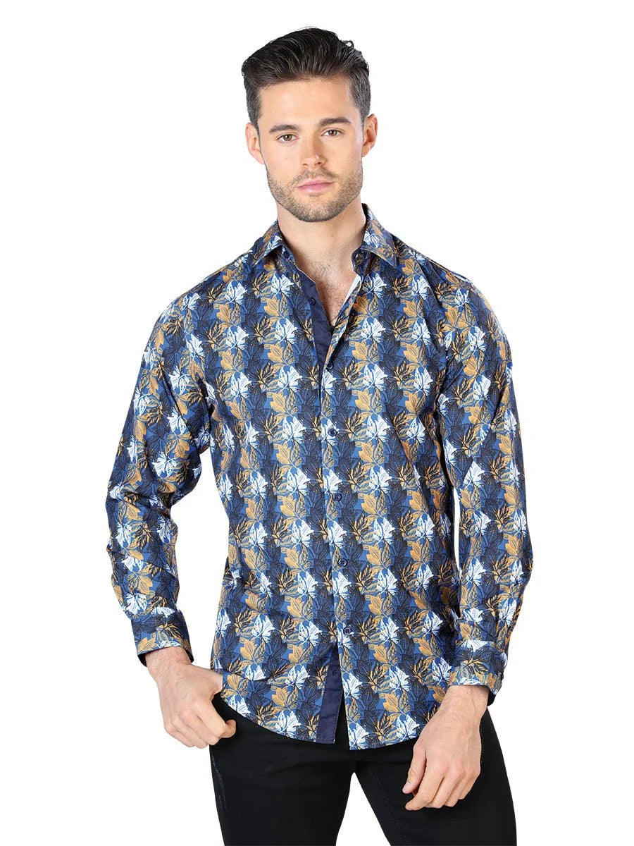El General - Casual Long Sleeve Shirt- Blue 44046