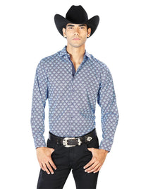 Blue Casual Long Sleeve Western Cowboy Shirt 43544 - OriginalWestern.com