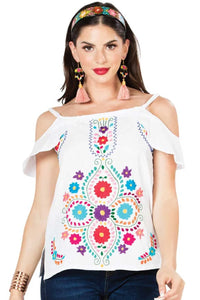 El General Women’s Blusa Artesanal Mexicana 603067 Blanca