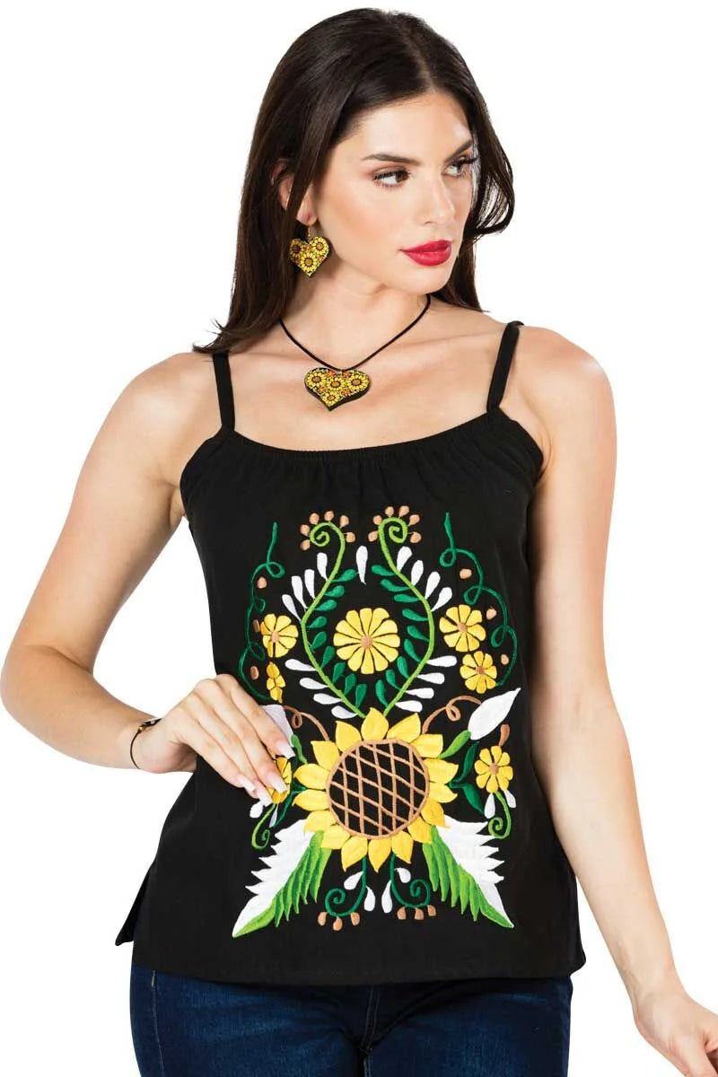 El General Women’s Blusa Artesanal Mexicana 603070 Negra