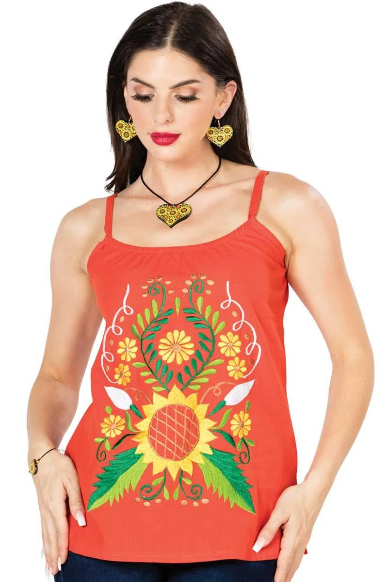 El General Women’s Blusa Artesanal Mexicana 603071 Naranja
