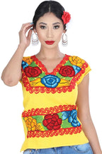 El General Women’s Blusa Bordada Artesanal Zinacantan Amarilla 601412