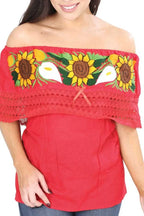 El General Women’s Blusa Bordada Artesanal Olán Roja 601703