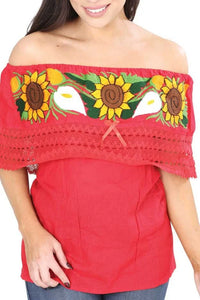 El General Women’s Blusa Bordada Artesanal Olán Roja 601703