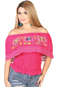 El General Women’s Blusa Resorte Artesanal Floral 602457 Fuchsia