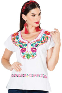 El General Women’s Blusa Kimona Artesanal Mexicana 603057 Blanco