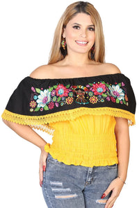El General Women’s Blusa Resorte Artesanal Animada 602450 Amarillo