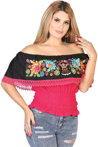 El General Women’s Blusa Resorte Artesanal Animada 602452 Fuchsia