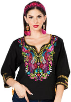 El General Women’s Blusa Tradicional Pavos Artesanal Mexicana 603179 Negra