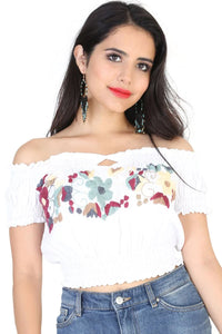 El General Women’s Blusa Corta Artesanal Mexicana 601983 Blanca