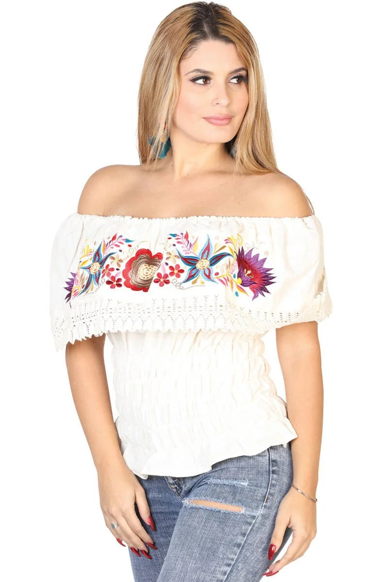 El General Women’s Blusa Resorte Artesanal Noche Buena 602453 Beige
