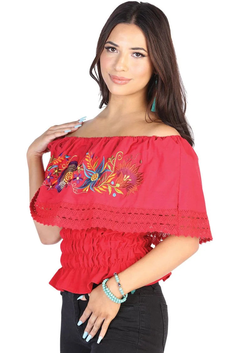 El General Women’s Blusa Resorte Artesanal Noche Buena 602454 Rojo