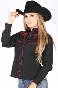 El General Women’s Blusa El Señor De Los Cielos Vaquera 42961