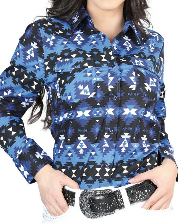 El General Women’s Camisa Vaquera De Mujer Snap Bottom Azul 44410