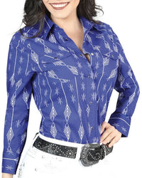 El General Women’s Camisa Vaquera Para Mujer Estampada Azul De Algodón 44437
