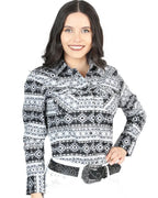 El General Women’s Camisa Vaquera Para Mujer Blanca Estampada De Algodón 44405