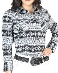 El General Women’s Camisa Vaquera Para Mujer Blanca Estampada De Algodón 44405