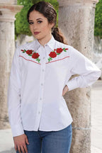 White Diamonds Boots Womens Blusa Vaquera Bordada Blanca WD 11-548