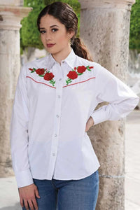 White Diamonds Boots Womens Blusa Vaquera Bordada Blanca WD 11-548