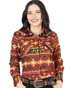 El General Women’s Camisa Vaquera Color Ladrillo De Mujer Snap Bottom 44424