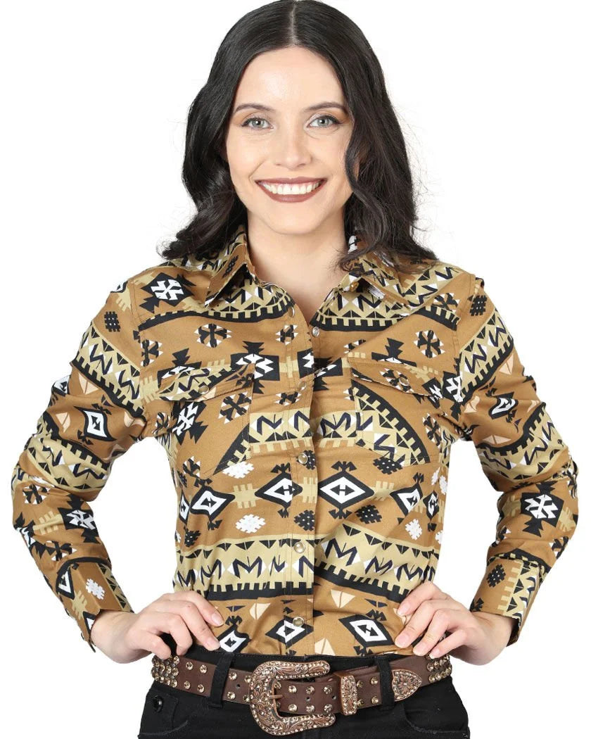 El General Women’s Camisa Vaquera Mostaza De Mujer Botonadura De Broche 44421