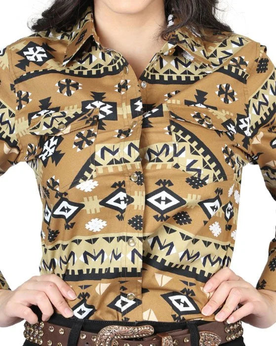 El General Women’s Camisa Vaquera Mostaza De Mujer Botonadura De Broche 44421
