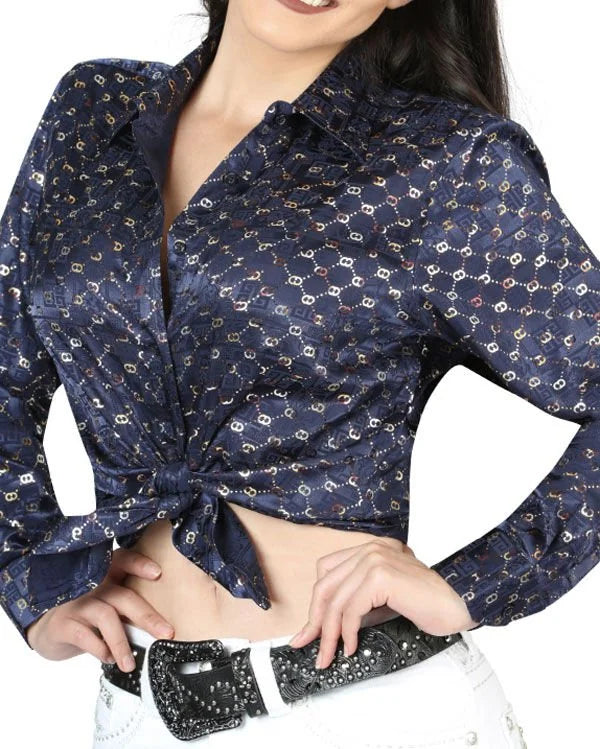 El General Women’s Blusa Manga Larga De Moda Navy-Gold 44557