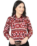 El General Women’s Camisa Vaquera Roja De Mujer Botonadura De Broche 44422