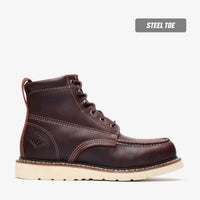 Bonanza Frontier Classic 6” Moc Toe Steel Toe Work Boot – Burgundy - OriginalWestern.com