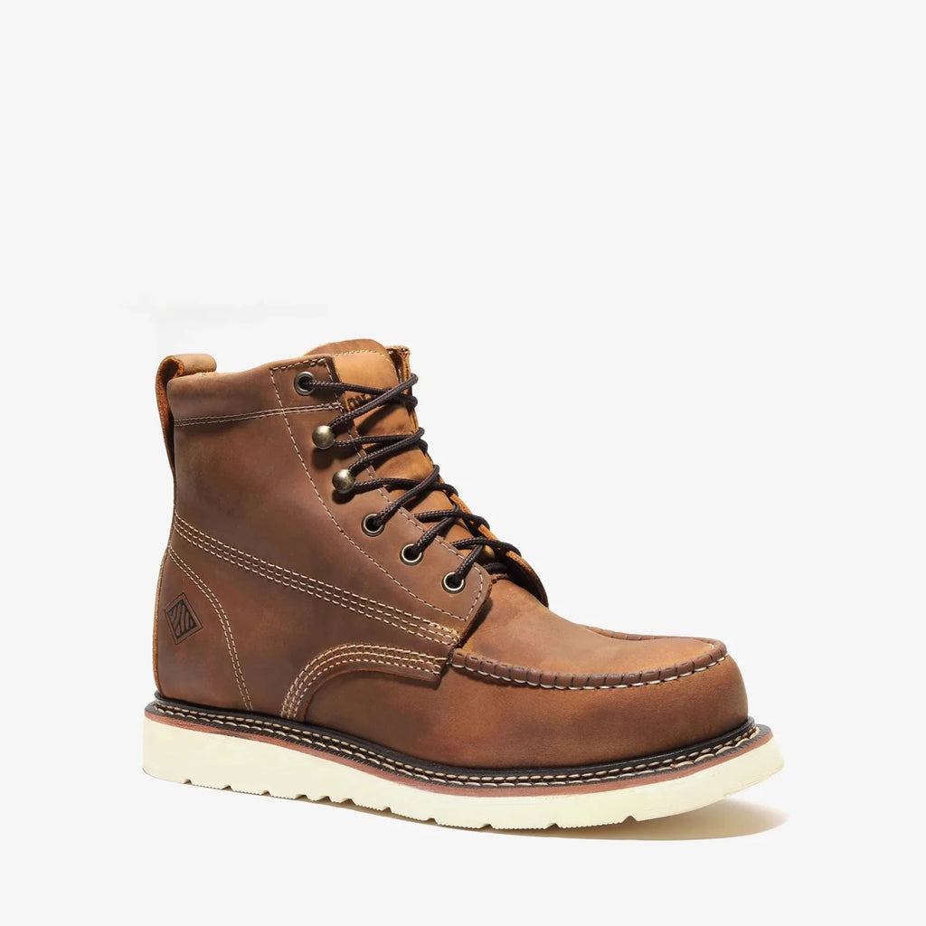 Bonanza Frontier Classic 6” Moc Toe Steel Toe Work Boot – Crazy Brown - OriginalWestern.com