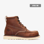 Bonanza Frontier Classic 6” Moc Toe Steel Toe Work Boot – Crazy Brown - OriginalWestern.com