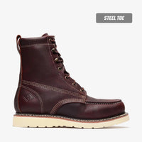 Bonanza Frontier Classic 8” Moc Toe Steel Toe Work Boot – Burgundy - OriginalWestern.com