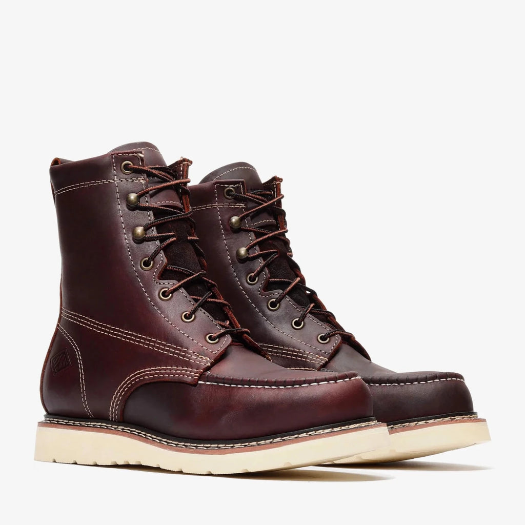 Bonanza Frontier Classic 8” Moc Toe Steel Toe Work Boot – Burgundy - OriginalWestern.com