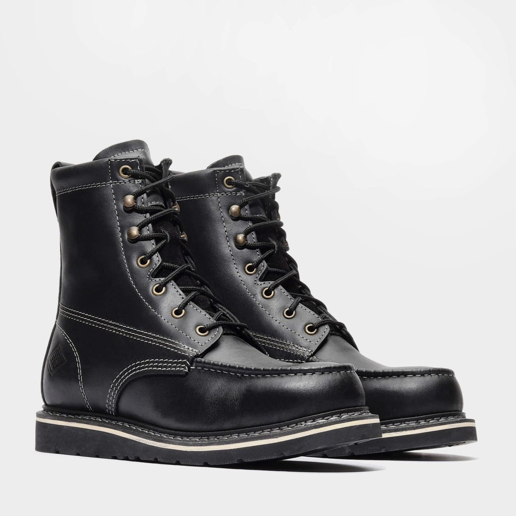 Bonanza Frontier Classic 8” Moc Toe Work Boot – Black - OriginalWestern.com