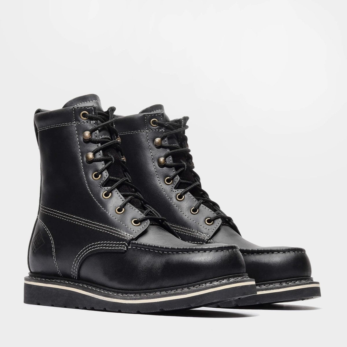 Bonanza Frontier Classic 8” Moc Toe Work Boot – Black - OriginalWestern.com